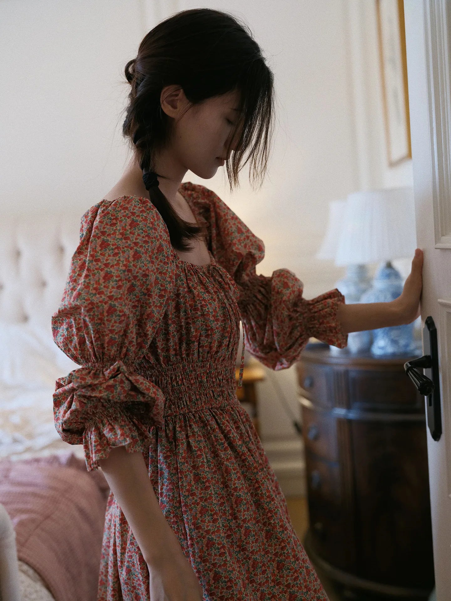 100% Pure Cotton Nightgown Women 2026 New Arrival Spring Summer Vintage Retro Floral Printing Lengthened Nightdress Loungewear