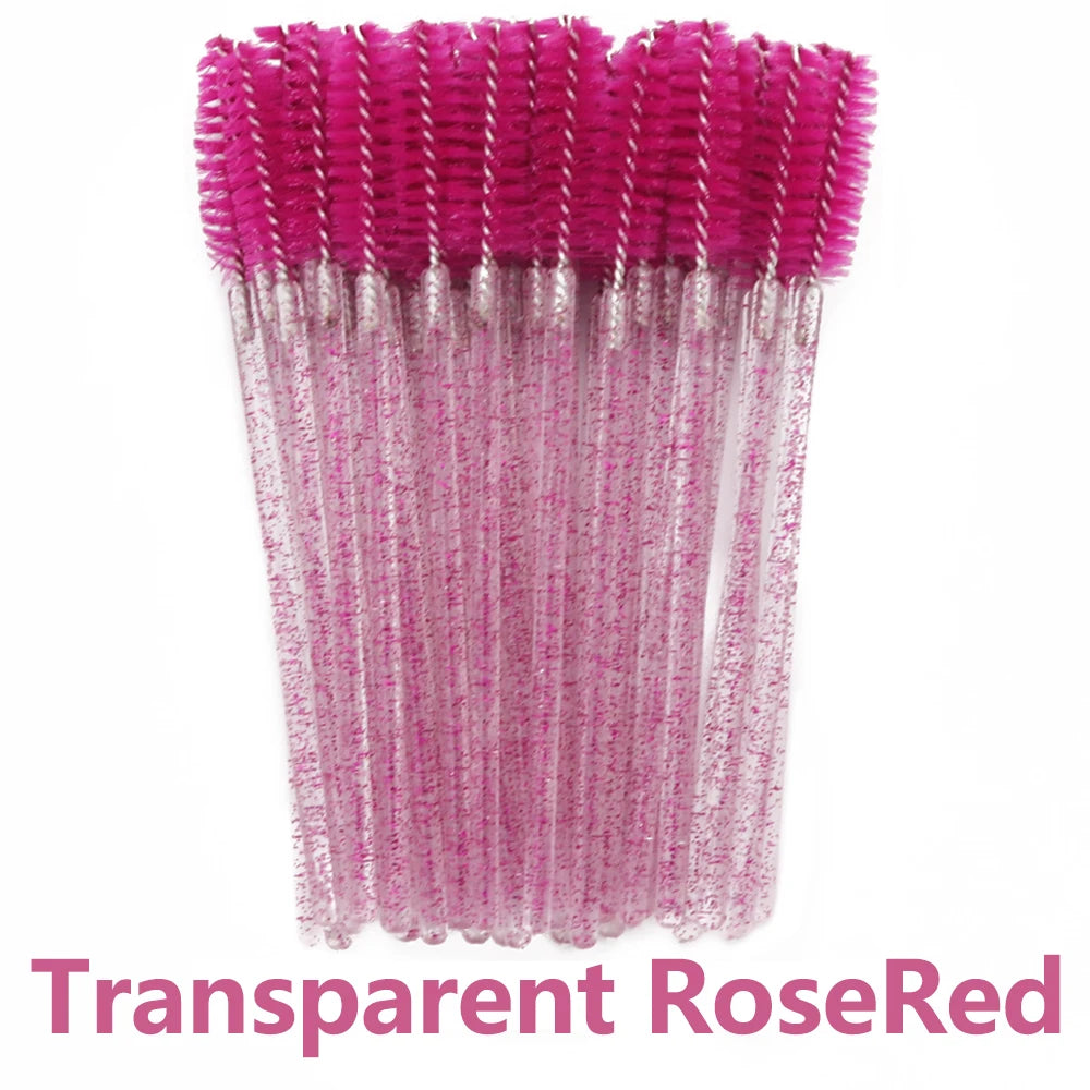 ANNAFRIS 50Pcs  Disposable Eyelash  Brush Soft Head Crystal Eyebrow Brush Lash Extension Brush  Mascara Wand Makeup Tool