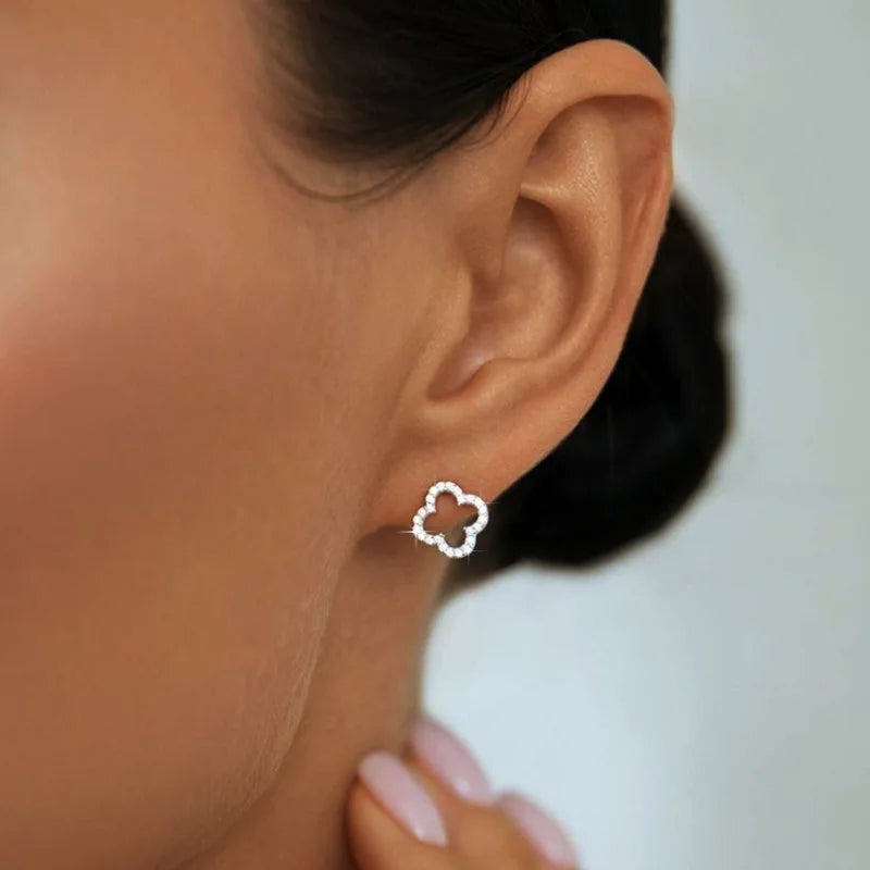 New Simple Hollow Four Leaf Clover Earrings for Women 2025 Trend Jewelry Gift for Her