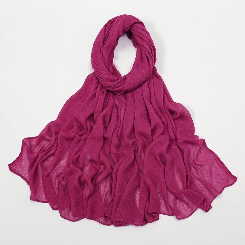 New Crinkle Rayon Hijab Muslim Scarf Women Solid Shawl Big Size Headscarf Islamic Turban Plain Foulard Headband Wrap