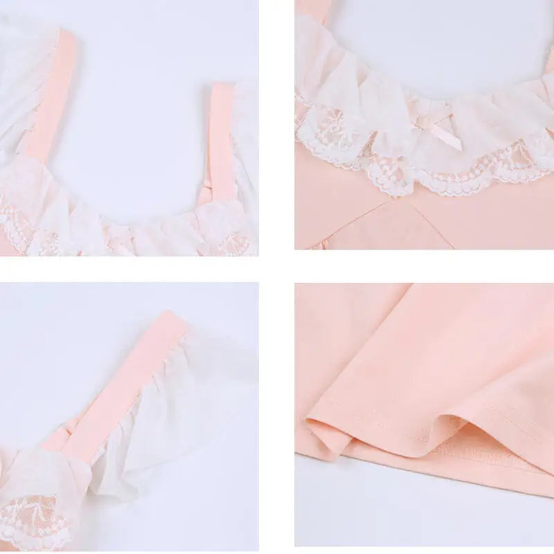 Cotton Sleepshirt Lady Sexy Chemise Sleepwear Lace Flower Patchwork Nightdress Home Dressing Gown Summer New Lingerie Nightwear