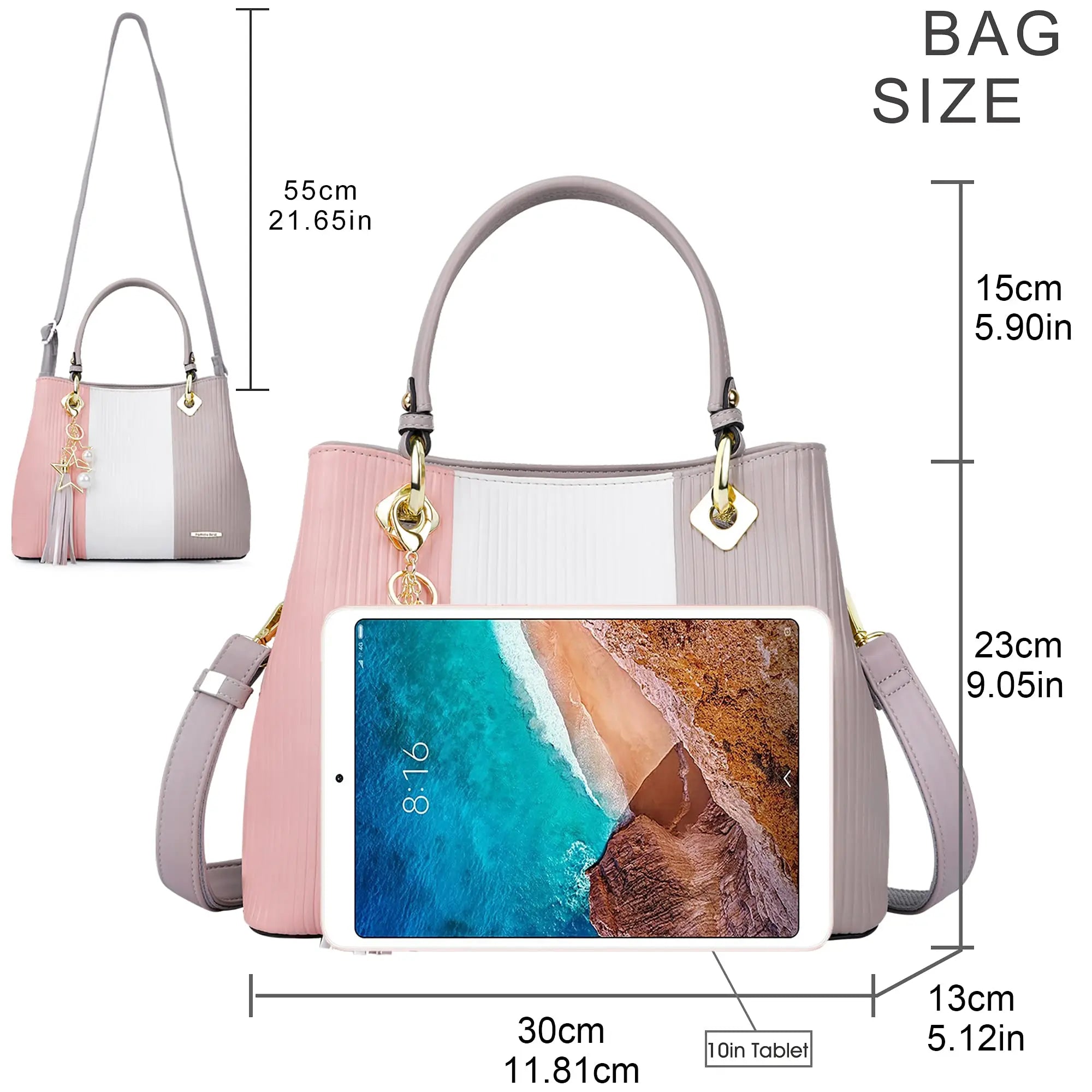 Ladies Large Tote Handle Bag Women PU Leather Tote Handbags with Multiple Pockets Waterproof Female Tote Shoulder Bags