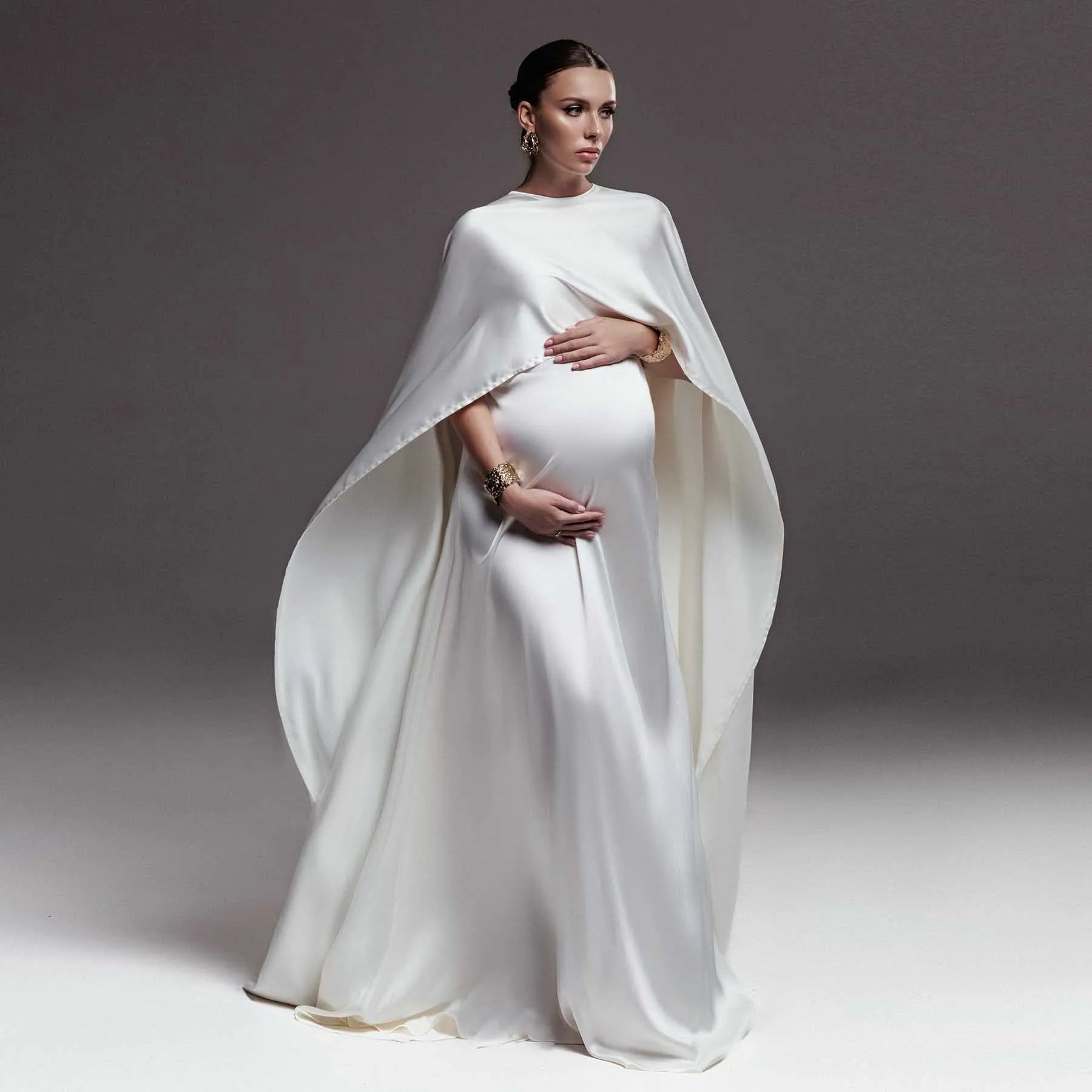 Elegance White Silk Maternity Dress Photoshoot платье для беременных Chic Babyshower Dresses ropa embarazada