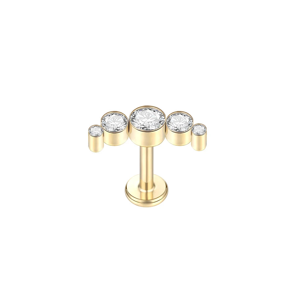 1Pc Titanium Ear Cartilage Stud Earrings for Women Internal Thread Zircon Flower Ear Lobe Tragus Helix Lip Rings Jewelry 16G
