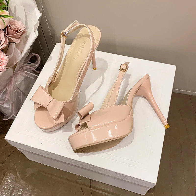 2026 New Women's French Bow Decoration Summer Elegant Buckle Women's Sandals Fashion Party Banquet Women's High Heels Selling