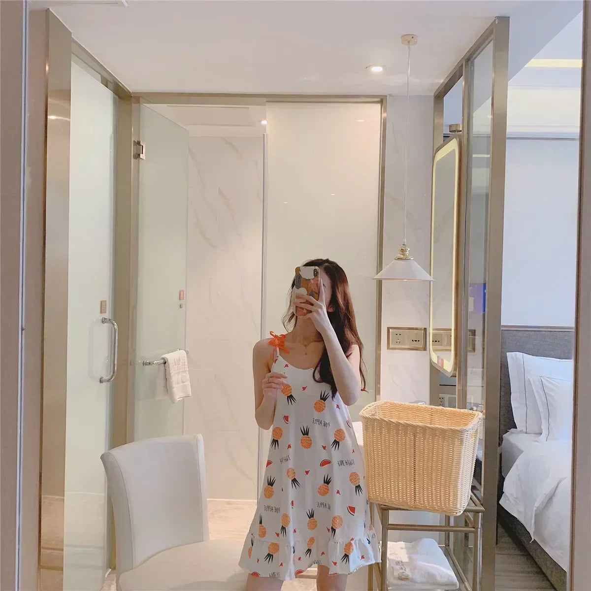 New with Bra Pad, Free Eye Mask, Sling, Loose and Cute Cartoon Animal Pajamas, Nightgown Role-playing Sleepwear Women