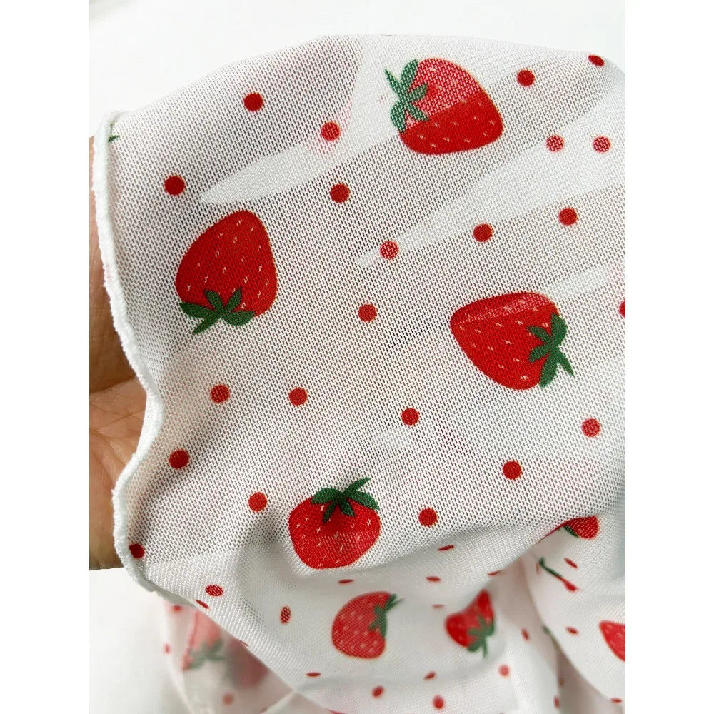 Short Skirt Set Casual and Comfortable Night Dress Women Hot-selling Strawberry Printing Splicing Lace Lace Cute Pajamas
