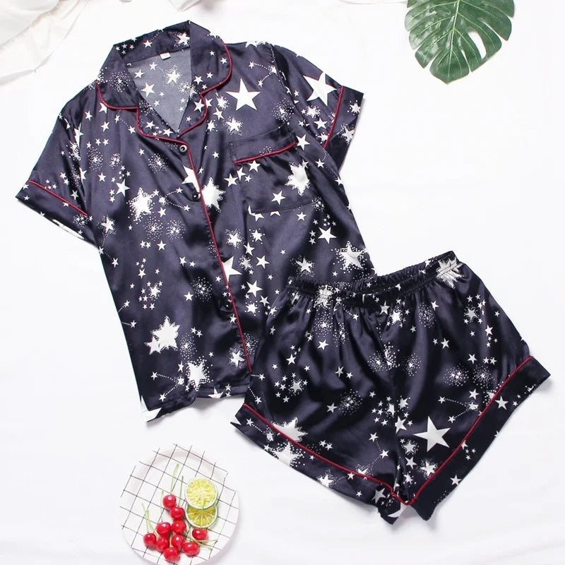 Spring Autumn pajama women Silk Satin pajamas set Long sleeve Shirt with Trouser Sleepwear Loungewear Female Pyjamas Suits Mujer