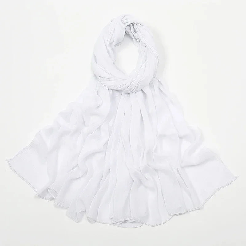 New Crinkle Rayon Hijab Muslim Scarf Women Solid Shawl Big Size Headscarf Islamic Turban Plain Foulard Headband Wrap