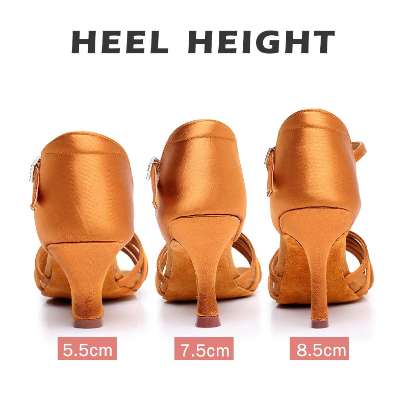 Latin Dance Shoes For Women Dancing Shoes Ladies Ballroom Tango Modern Shoes Standard Salsa Practice Training Heels 5/7.5/8.5cm