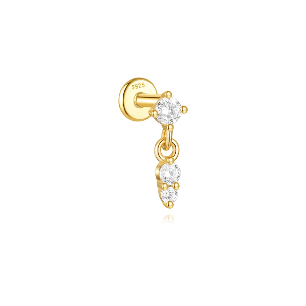AIDE Heart Round Ball Flat Helix Piercing Earring 925 Sterling Silver Ear Studs Geometric Zircon Exquisite Trinket Studs Aretes