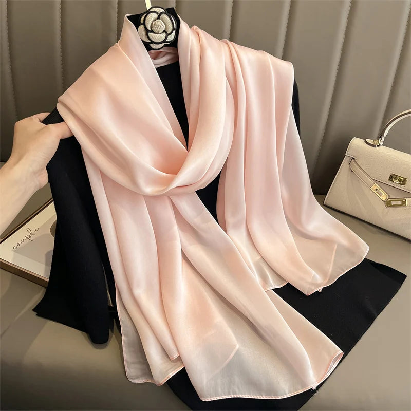 90*180cm Luxury Silk Scarf - Soft Smooth Women's Shawl, Hijab, Beach Wrap, Muffler