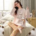 2PCS/Set Ladies Four Seasons Pajamas Long Sleeves Cartoon Casual Student Homewear Girl Giraffe Cute Print Women Sleepwear