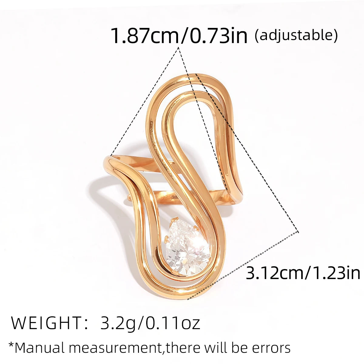 Statement Stainless Steel Delicate Shiny Cubic Zirconia Ring For Women High Quality 18K Gold PVD Plated Finger Jewelry Gift