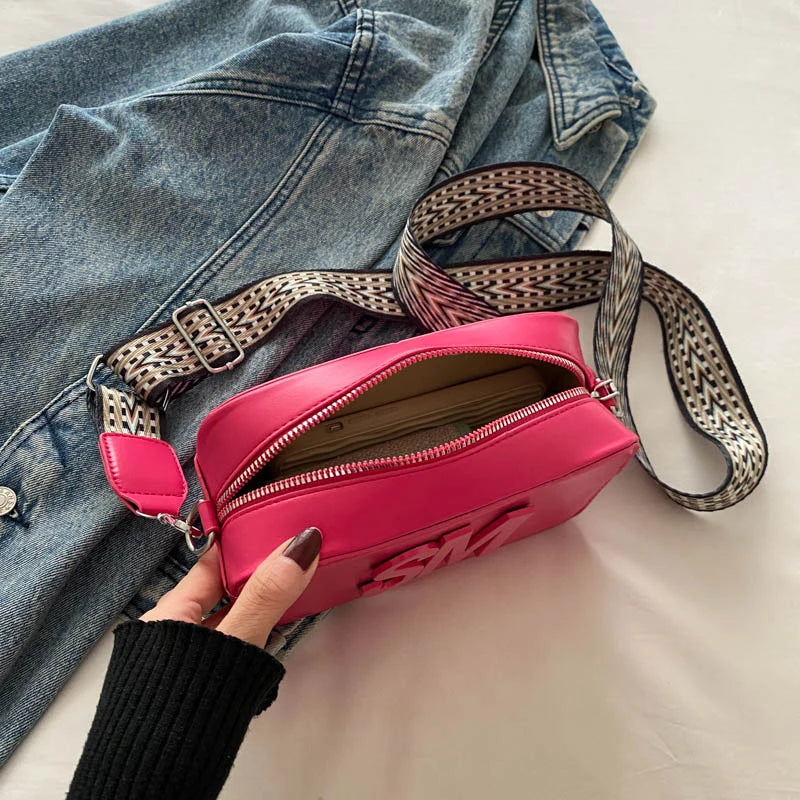 Fashion Letters Shoulder Bags for Women Leopard Print Small Square Bag Ladies Shopping Crossbody Bag Solid Color Storage Pocket