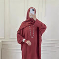 Women Muslim Modest Closed Crinkle Dresses Hijab Long Sleeve Abaya Kaftan Islamic Eid Clothes Dress Musulmane Femme Vestidos New