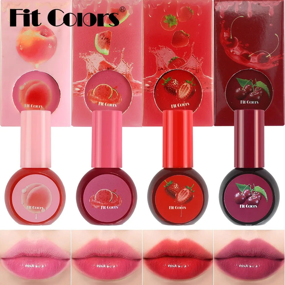 Fruit Juice Water Lip Gloss Liquid Long Lasting Blush Tint Makeup for Cheek Blusher Eyeshadow Matte Rouge 3-in-1 Dyed Cosmetics