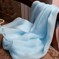 Fimtariah  Sky blue 100% Real Silk Scarf Women   Silk chiffon Scarf   Hangzhou long silk scarf solid color silk scarf