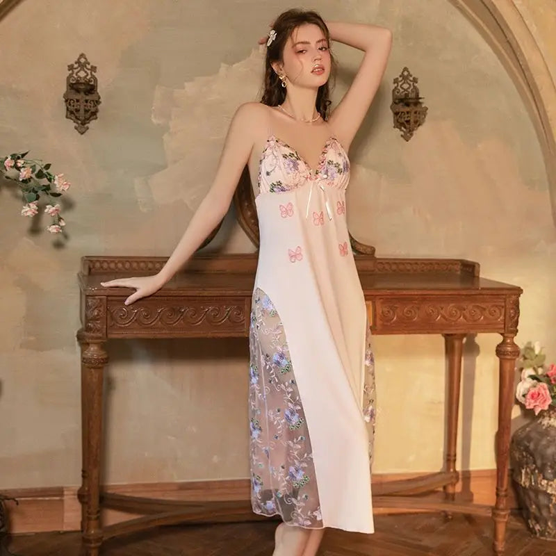 Sexy Pajama Woman Sleeveless Pajamas Nightgowns for Women Pajamas Mesh Dress Lace Nightie Slip Dress Sleepwear Sexi Night Outfit