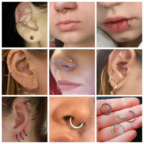 1PC Hinged Segment Nose Hoop Rings Women Surgical Steel Nose Rings Septum Clicker Ring Ear Daith Hoop Earring Piercing Jewelry