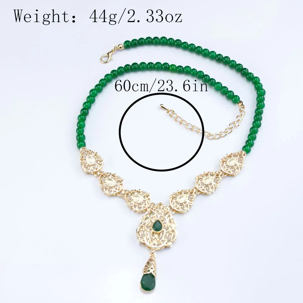 Sunspicems Fashion Arabic Morocco Women Choker Necklace Hand Beads Chain Hollow Flower Ethnic Wedding Banquet Jewelry
