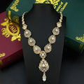 Sunspicems Charm Morocco Choker Necklace For Women Gold Color Droplet Crystal Necklace Hollow Arabesque Bride Wedding Jewelry