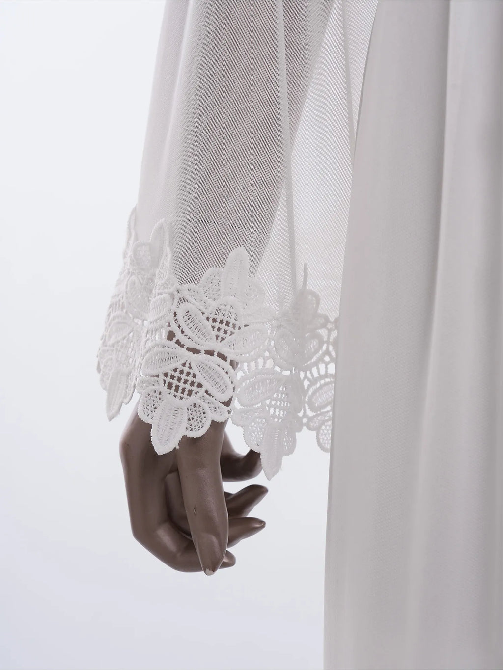 Womens Floral Lace Nightgown Set Long Sleeve Sheer Mesh Robe with Backless Satiny Sling Dress Gown Belt for Bride Wedding Night