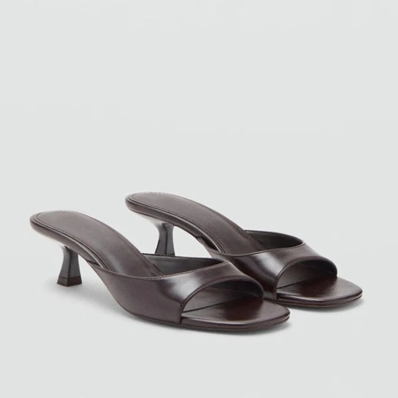 2026 New Summer Square Open Toe Women Slippers Concise Slip On Thick Heel Dress Shoes Outdoor Daily Wear Slides Shoes