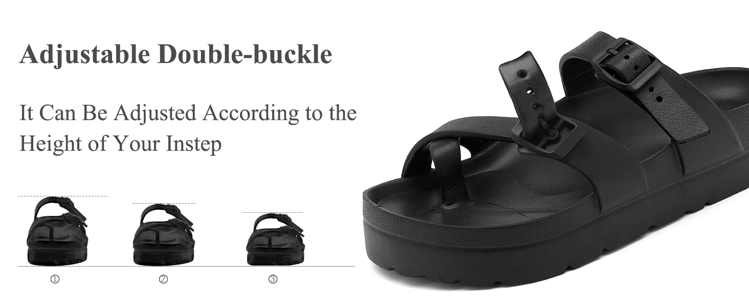 women's summer shoes soft sole eva slippers double adjustable bucks platform sandals beach flip-flops for indoor outdoor wear