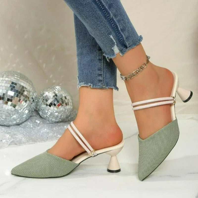 2025 Plus Size Women's Shoes Closed Toe Women's Slippers Elegant Dress Slippers Women Pointed Toe High Heels Modern Sandals