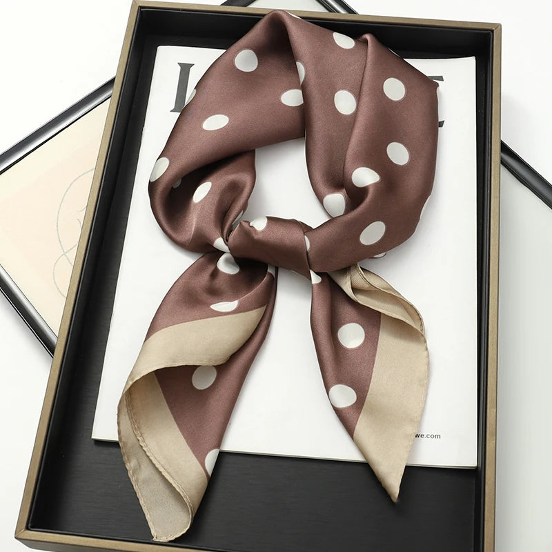 Luxury Women Silk Square Scarf Shawl Fashion Xiaoxiangfeng Print Design Satin Hijab Wraps Neckerchief Female Hair Bands 70*70CM