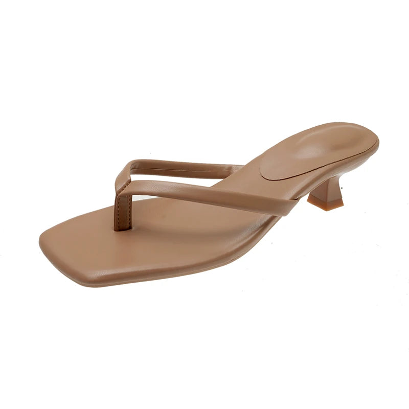 Summer Women Clip Toe Slippers Comfort Low Heel Slides Shoes Ladies Casual Dress Street Style Sandalis