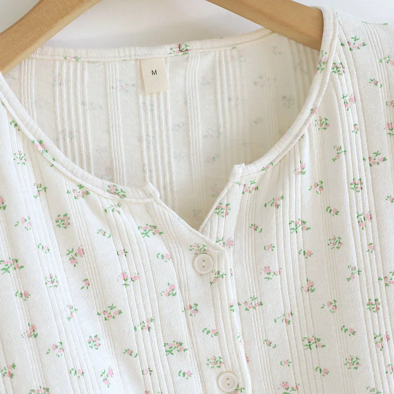 Summer Suit Short Sleeve Sleepwear Women's Cotton Floral Pyjamas Women Pajama Sets Two-Piece Nightwear Pijama Home Clothes