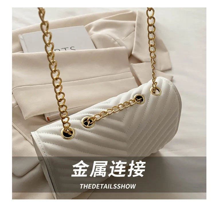 Fashion indentation shoulder bag simple chain 2024 summer new style this year popular retro commuter crossbody small square bag