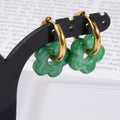 Colorful Flower Glass Drop Charms Earring Gold Color Circle Ear Buckle Hoops Stainless Steel Earrings Fashion Jewelry for Women