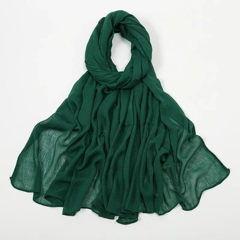 New Crinkle Rayon Hijab Muslim Scarf Women Solid Shawl Big Size Headscarf Islamic Turban Plain Foulard Headband Wrap
