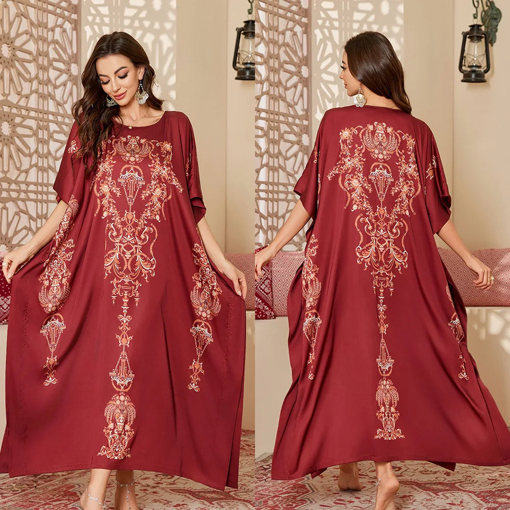 Oversize Female Long Nightgonw Sleep Dress Print Flower Satin Nightwear Home Clothes Spring Summer New Loose Bathrobe Loungewear
