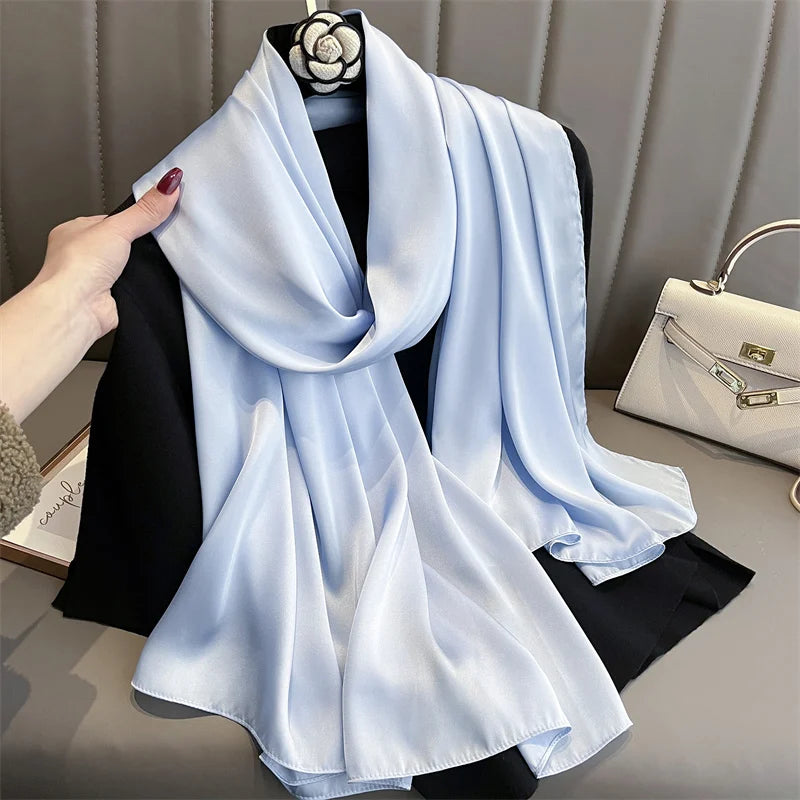 90*180cm Luxury Silk Scarf - Soft Smooth Women's Shawl, Hijab, Beach Wrap, Muffler