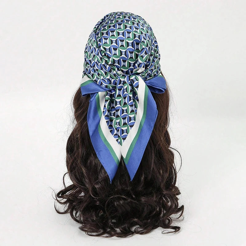 Luxury Women Silk Square Scarf Shawl Fashion Xiaoxiangfeng Print Design Satin Hijab Wraps Neckerchief Female Hair Bands 70*70CM