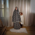 Muslim Outfits Two Pieces Prayer Flower Print Long Hooded Shirts Hijab Maxi Skirt Women Skirts Sets Ramadan Morocco musulman