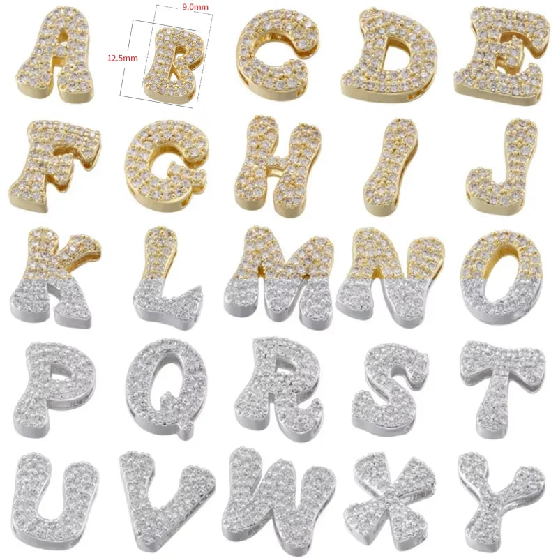 ZHUKOU Large/Small Size,Glossy/Zircon,Custom Letters A-Z Colorful Braided Bracelet with Drawstring Adjustment Unisex Style 1 Pc