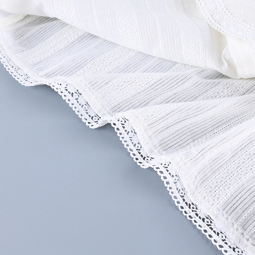Hiloc Summer Elegant Jacquard Weave Shorts Suits Pajamas Cotton Ruffles White Sleepwear Home Spaghetti Strap Vest Casual Sets