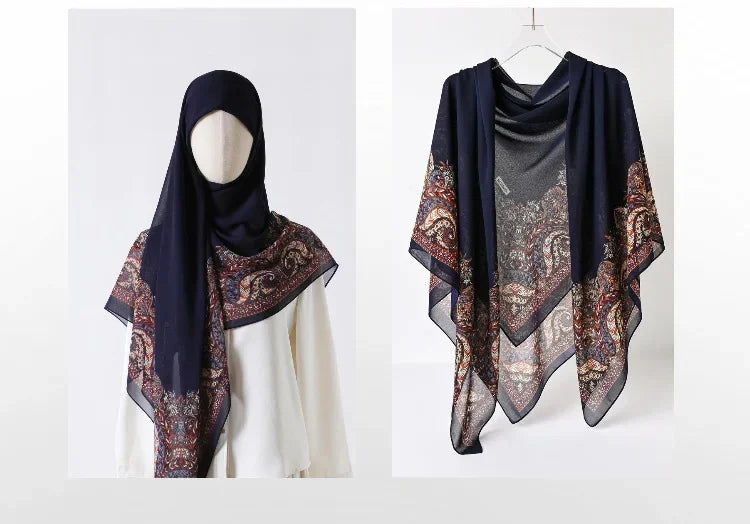 Fashion Muslim Chiffon Hijabs for Women Quadrate Shawl Long Wrap Handscarf Versatile Sunscreen Scarf