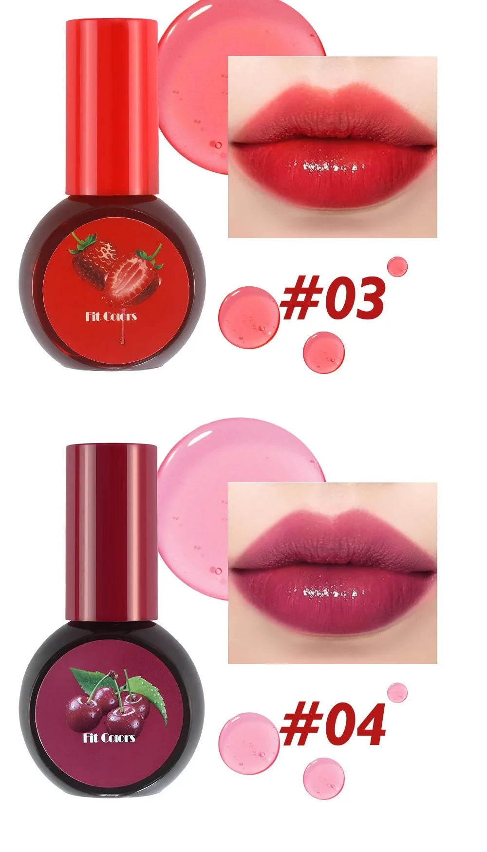 Fruit Juice Water Lip Gloss Liquid Long Lasting Blush Tint Makeup for Cheek Blusher Eyeshadow Matte Rouge 3-in-1 Dyed Cosmetics