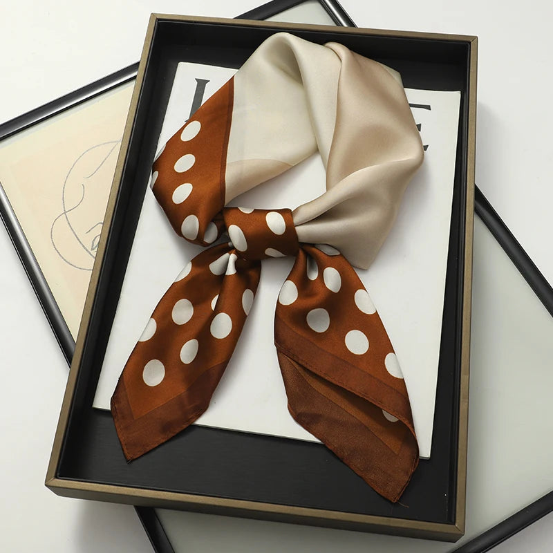 Luxury Women Silk Square Scarf Shawl Fashion Xiaoxiangfeng Print Design Satin Hijab Wraps Neckerchief Female Hair Bands 70*70CM