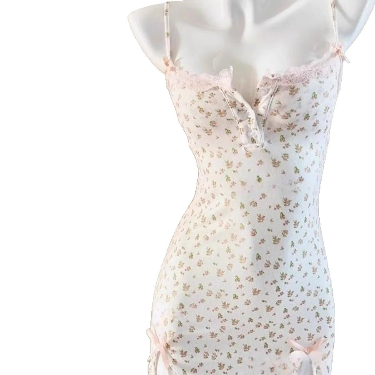 Sweet & Spicy Pure Desire Hip-Wrapped Slimming Slip Nightgown Sleep Dress with Chest Pad Small Floral Slim Fit Skirt