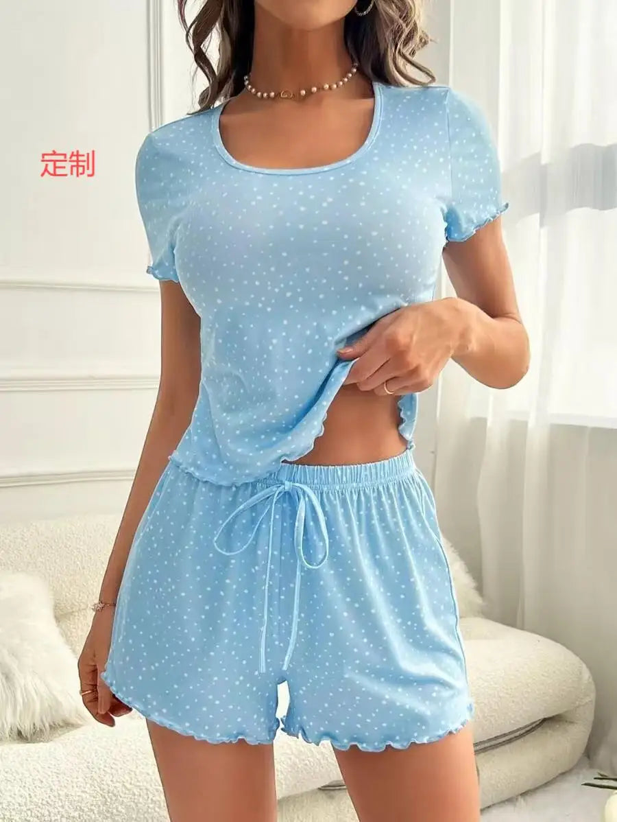 Sexy Pajama Woman Women's Pajamas With Pants Pyjama Femmes Sexy Short Sleeve Sleepwear Ladies Pyjamas Femmes Sexy’ Trousers Sets