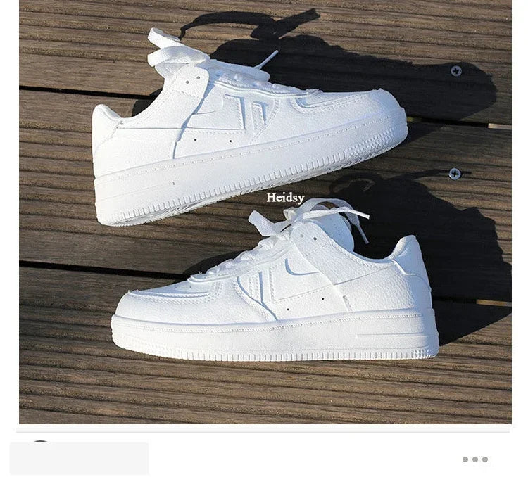 2024 New U Leather Women's White Casual Woman Vulcanize Sneakers Breathable Sport Walking Running Platform Flats Shoes Sneaker