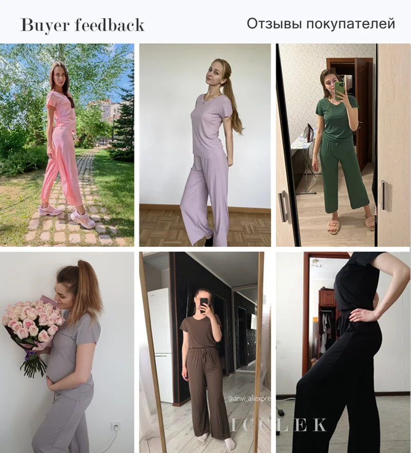 Women's Home Clothes Suit Of Lady House Summer Living Room Wear Autumn Loose Homewear Pants Two Piece Set For Women Cute Pajamas