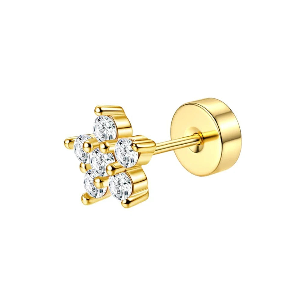 Bobisty Surgical Steel Cartilage Studs Earrings Hypoallergenic Earring Set Flat Back Helix Tragus Piercing Jewellery for Women